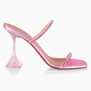Pink Amina Muaddi Gilda glass slipper embellished sandals